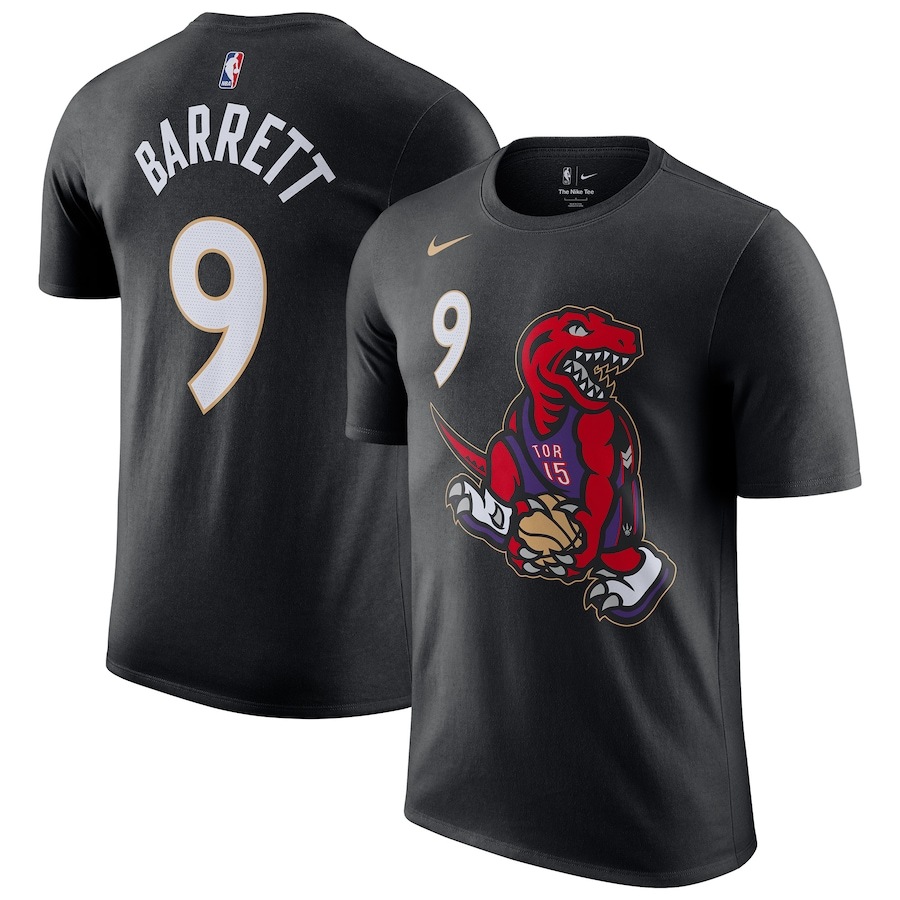 Men's Toronto Raptors #9 RJ Barrett Black 2024/25 City Edition Name & Number T-Shirt